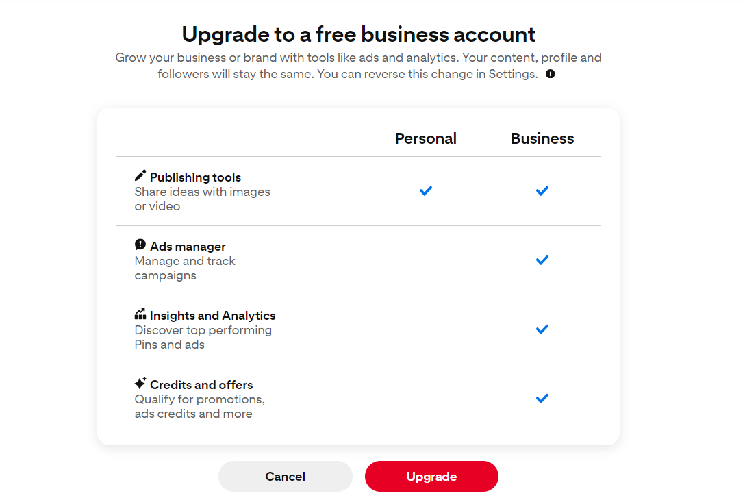 Pinterest- opening up pinterest business account