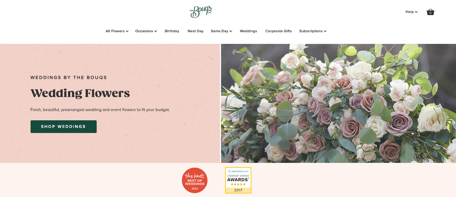 Screenshot of pink in flower website