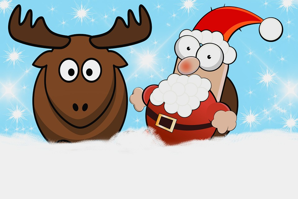Graphic of Santa Claus With Reindeer