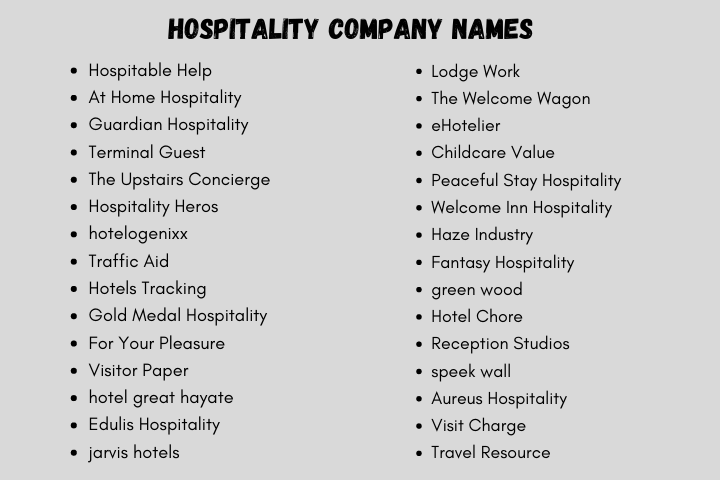 Hospitality Company Name