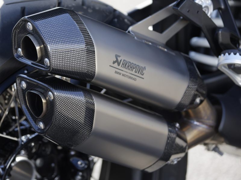 Dual Akrapovic exhaust for BMW R1300GS motorcycle
