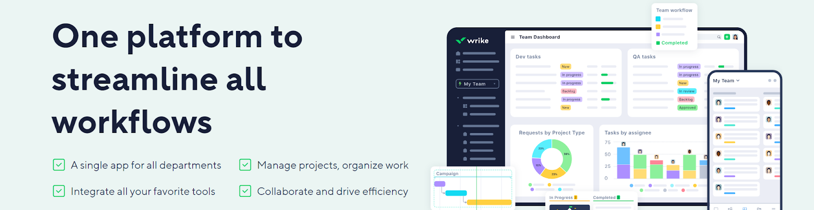 Image showing Wrike as one of the top free online project management tools