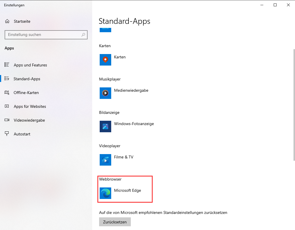Standardbrowser ändern-Windows 10
