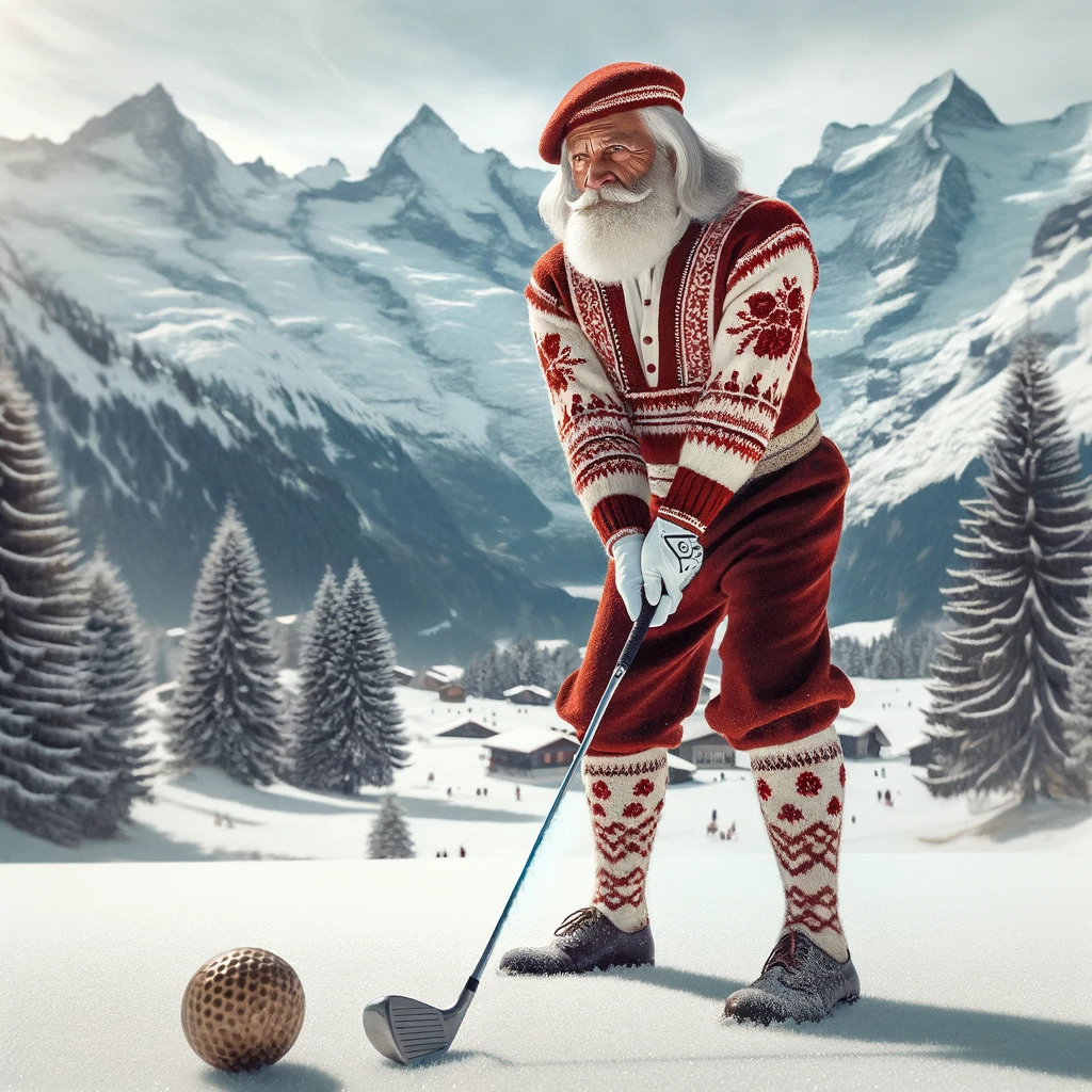 Santa golfing