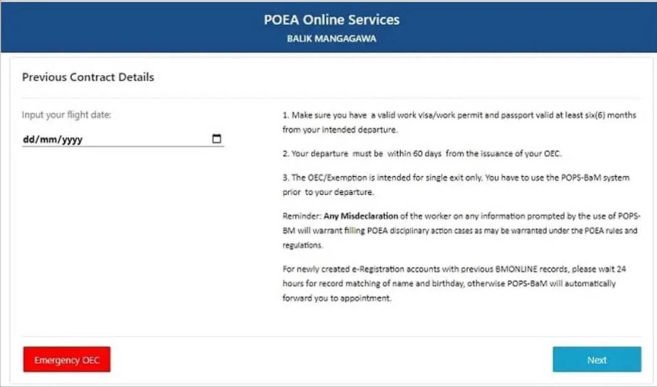 Screengrab taken from the DMW Online Services Page
