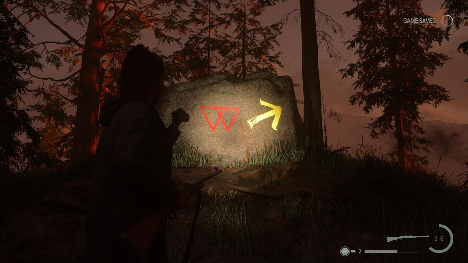 An in game screenshot of one of the triangle symbols from Alan Wake 2. 