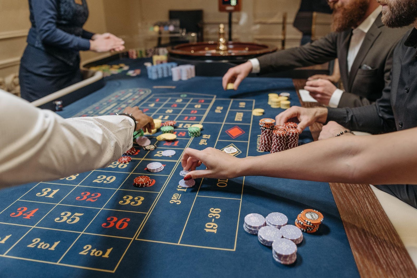 sports fans playing casino table games