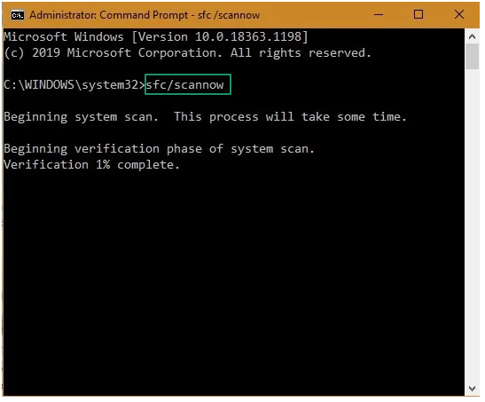 The code execution cannot proceed - Command Prompt Input Command sfc scannow