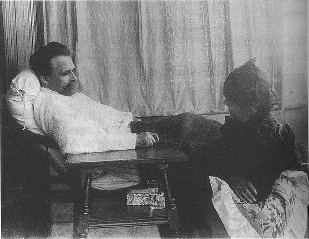 Nietzsche being looked after by his sister, 1899