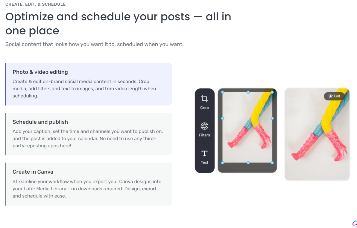 Optimize and schedule your posts - all in one place with Later