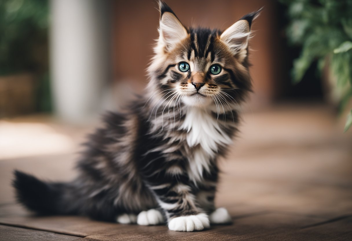 A Maine Coon kitten being welcomed and taught behavior and manners