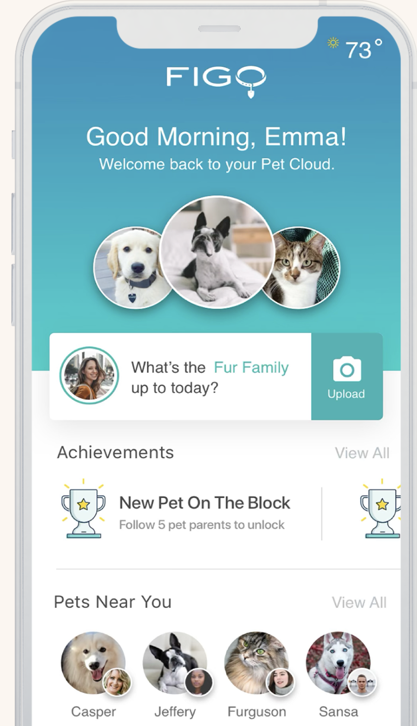 Image of Figo Pet Cloud app home screen