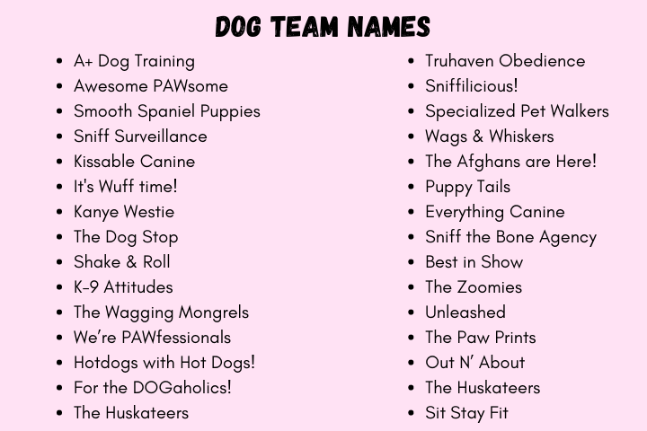 Dog Team Names