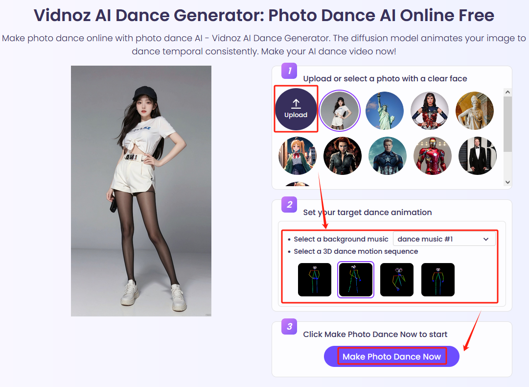 Alternative to Kpop AI Voice Changer Vidnoz AI Dance Photo