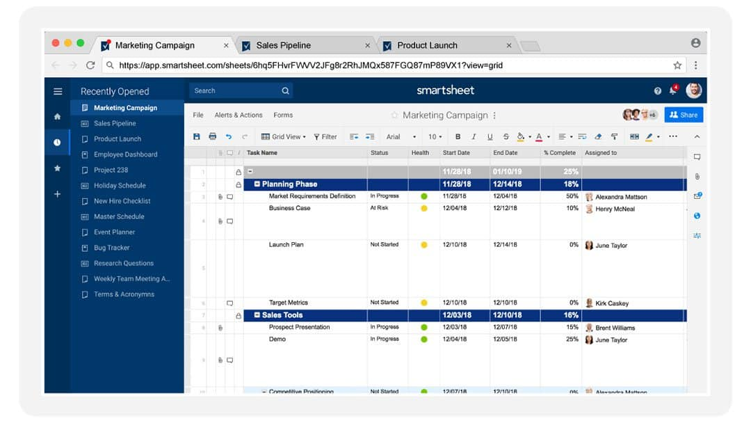 Design & Functionality for Smartsheet