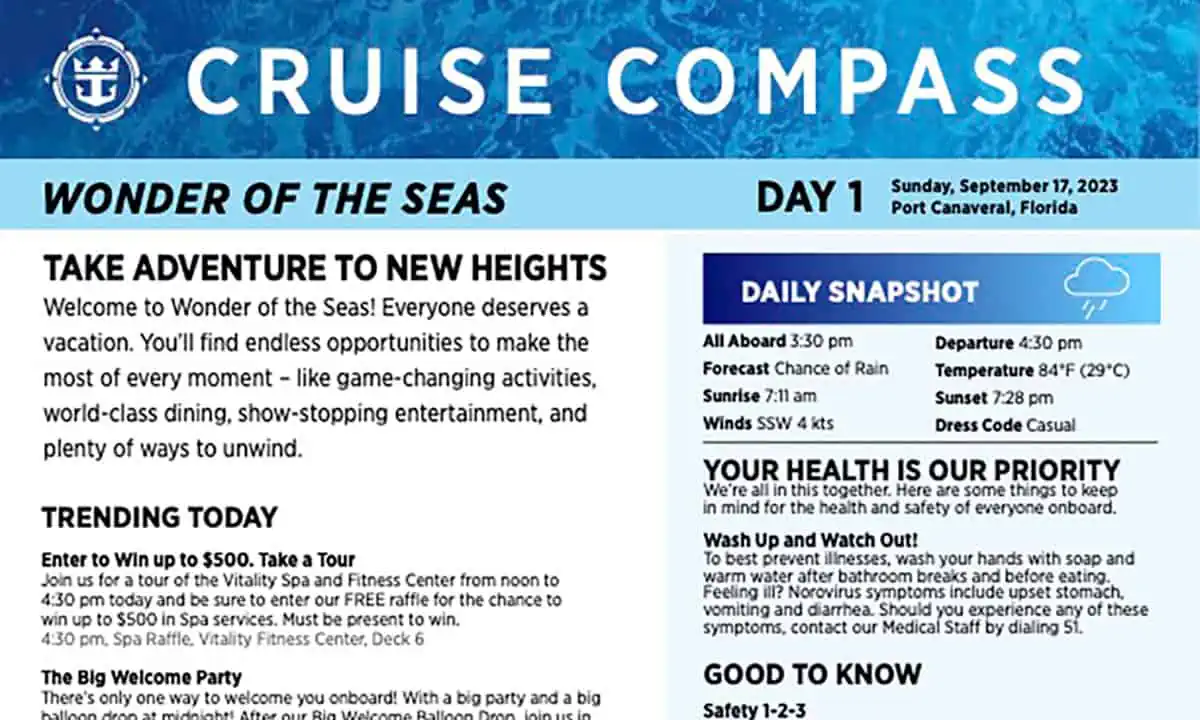 royal caribbean adventure of the seas cruise compass