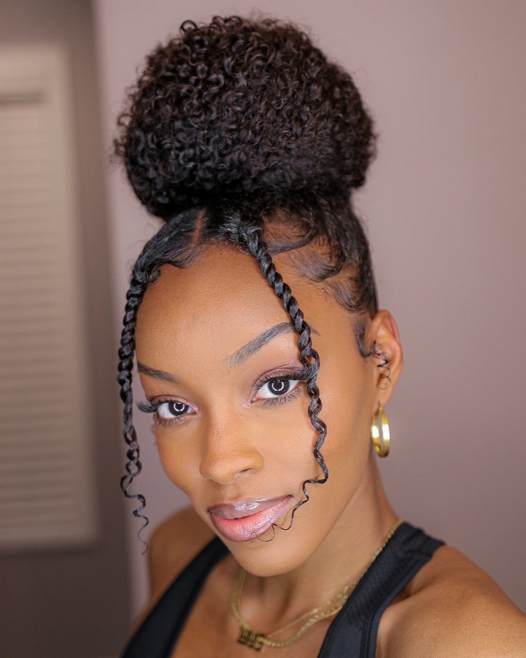 Curly Top Knot Bun Braided Bun for Black Hair