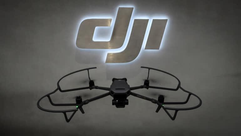 A drone with a logo