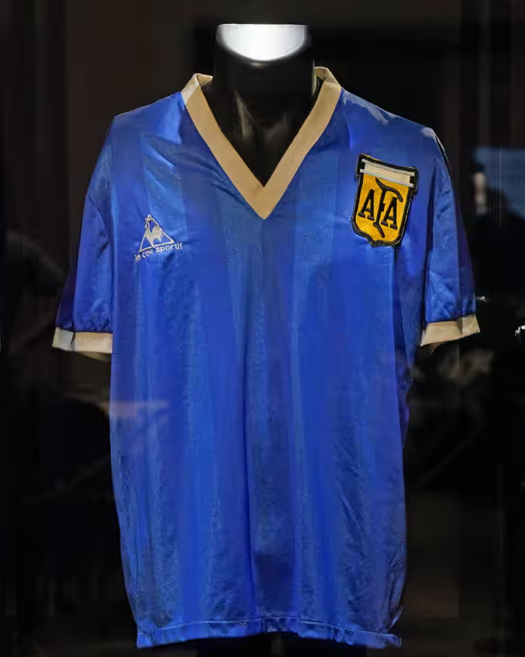 Diego Maradona’s ‘Hand of God’ shirt sells for millions