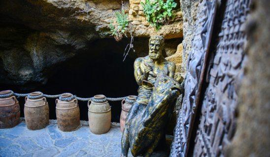 Statue inside of the caves of hercules