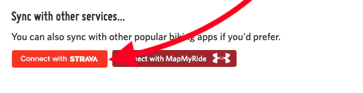 A screenshot highlighting the button to connect to Strava on user settings
