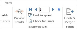 Preview mail merge in Word