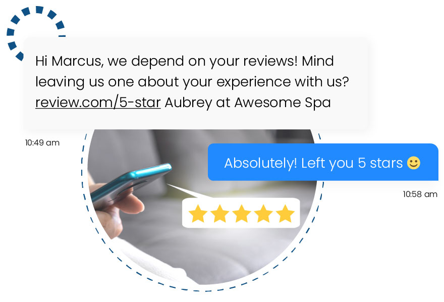 how to get reviews by text example