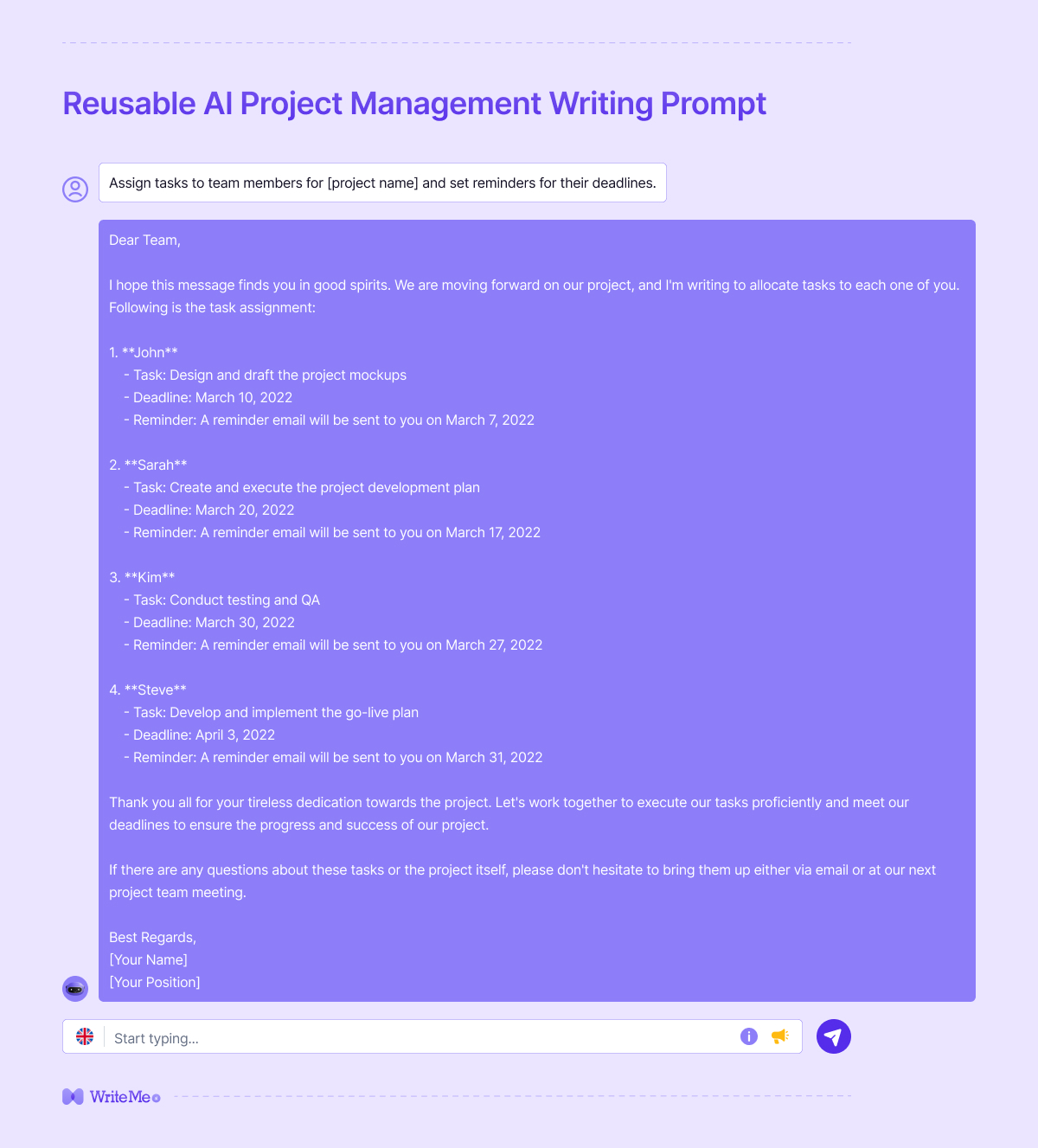 AI in Project Management Prompt