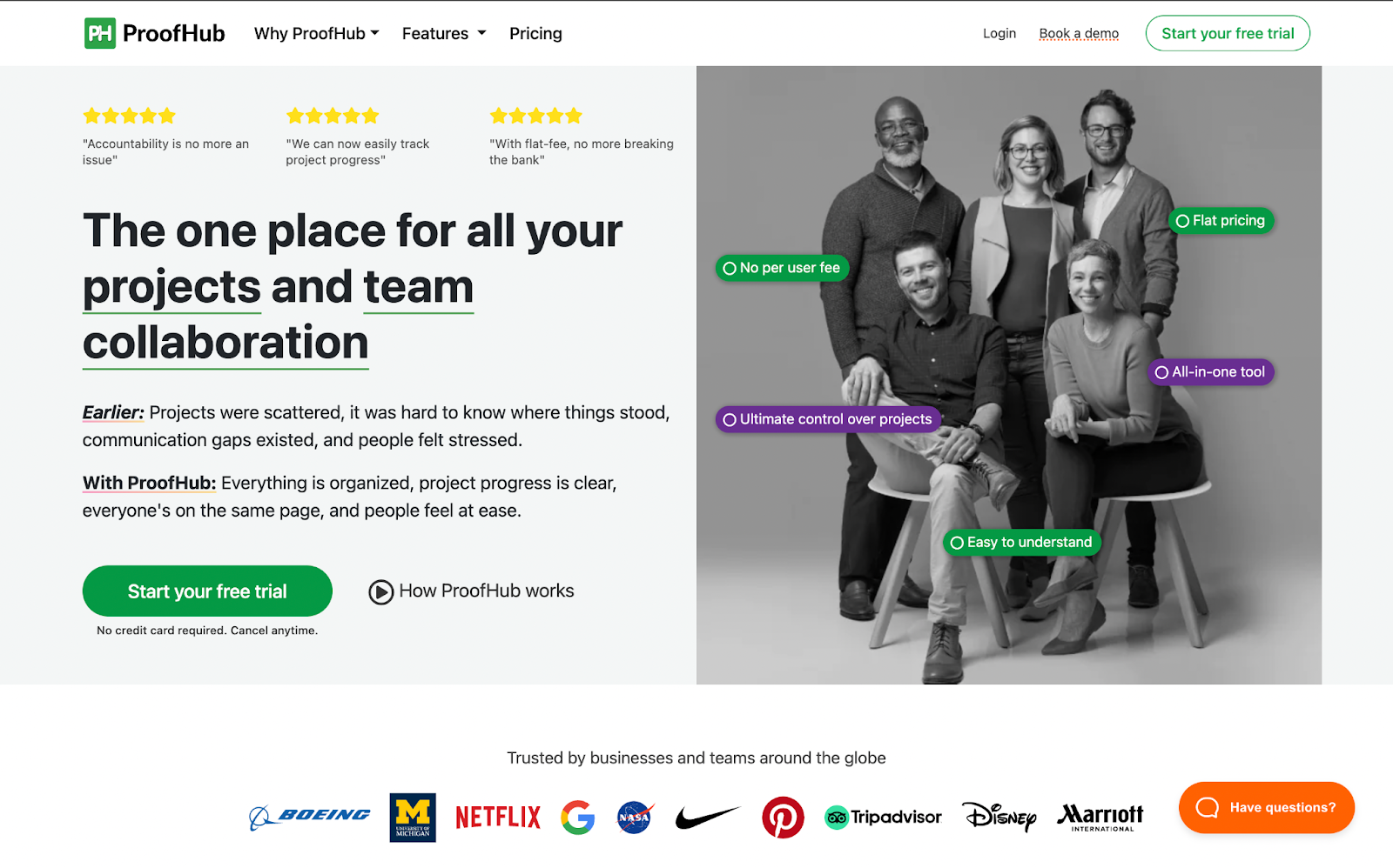 ProofHub Homepage Screenshot 