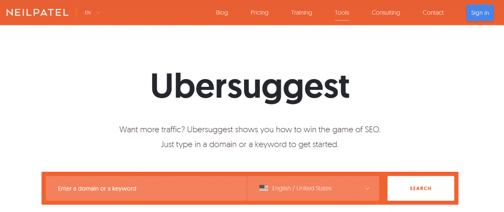 Competitor Research Tool - Ubersuggest