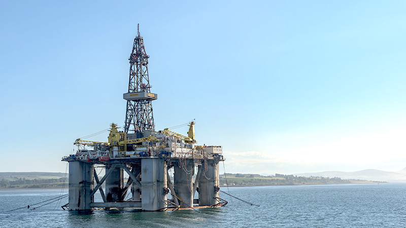 OffShore Drilling Rig on Fixed Concrete Platform