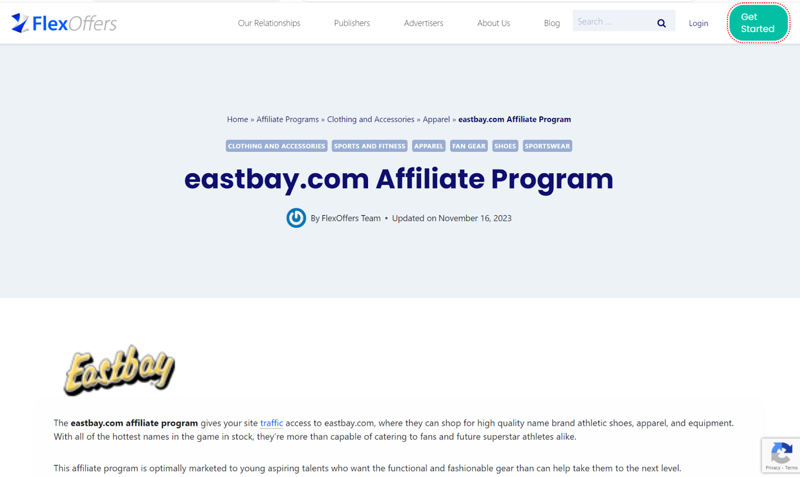 eastbay affiliate program home page