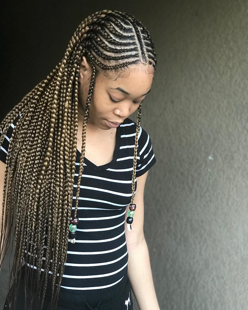 Classic Fulani Braids with Loose Cascading Plaits