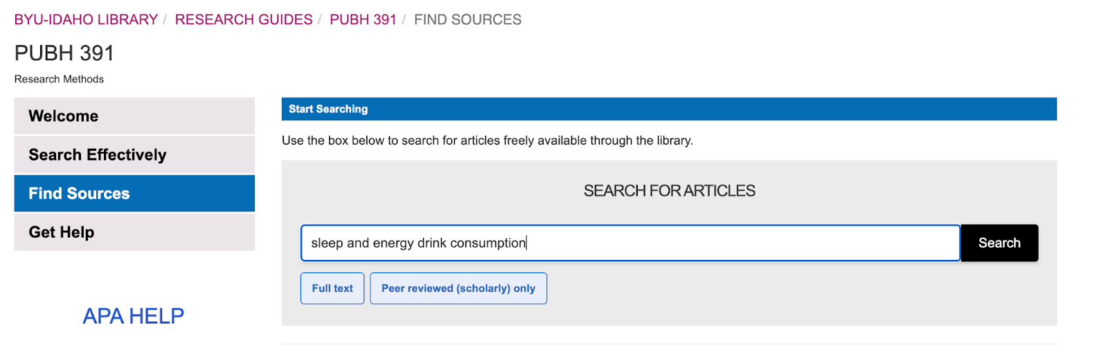 A search box in the McKay Library Search Tool