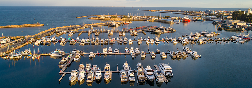 The whole view of Fishing Boat Harbor from the top near Bathers Beach