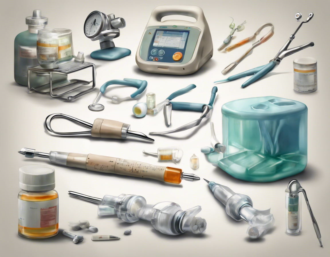 Различные медицинские инструменты и оборудование, используемые для лечения рака