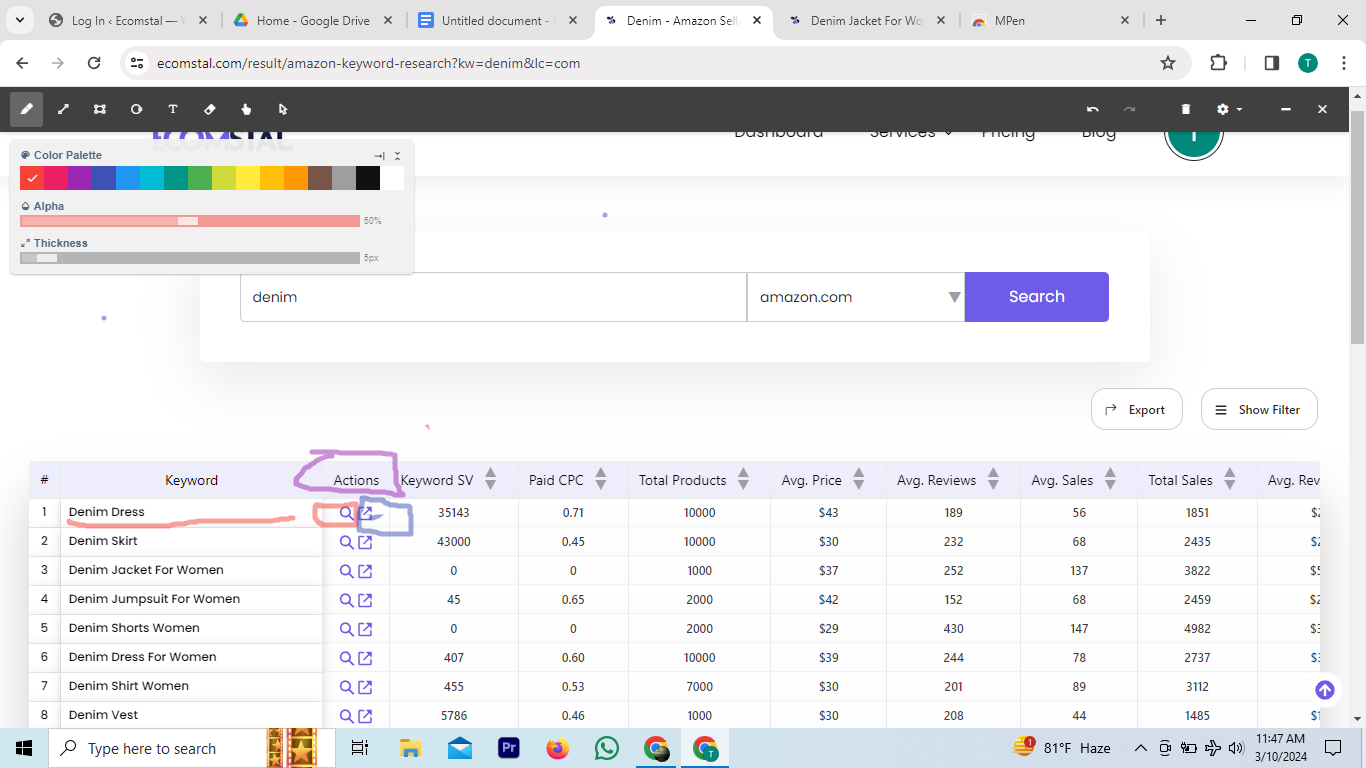 Amazon Keyword research tool by EcomStal