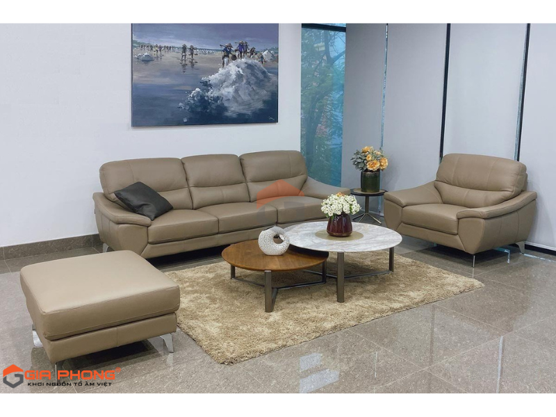 Ghế sofa da phòng khách đẹp với chất liệu da cao cấp - Nội thất Gia Phong