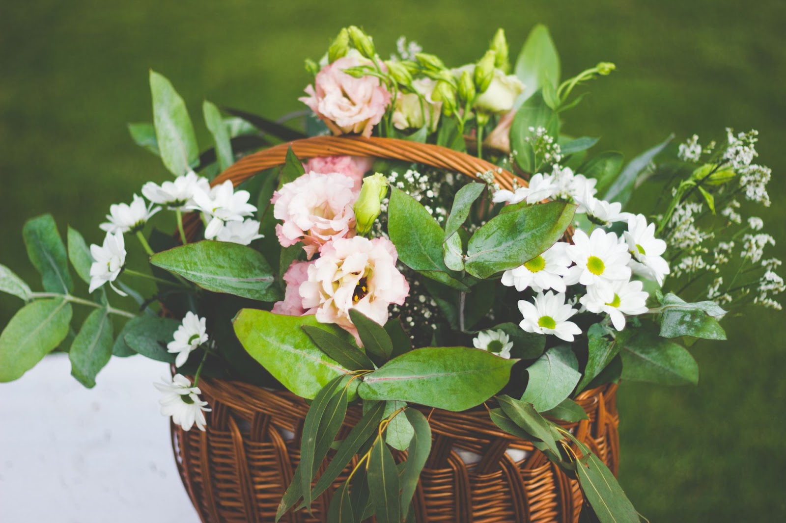 a basket of beautiful flowers