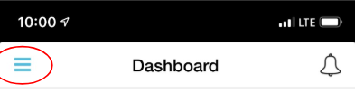On the Dashboard, click on three lines at the top left corner of the screen.