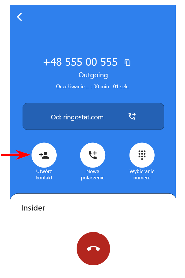 Ringostat, mini-CRM, tworzenie kontaktu podczas połączenia