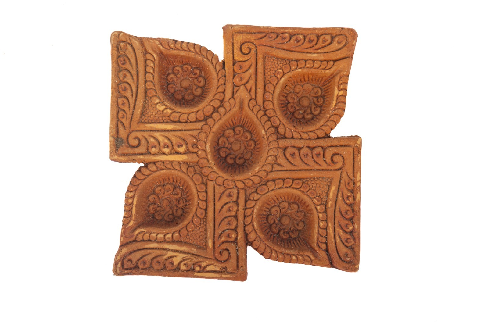 Swastik Terracotta Panchmukhi Diya | Handmade | Diwali Decor | Gifting