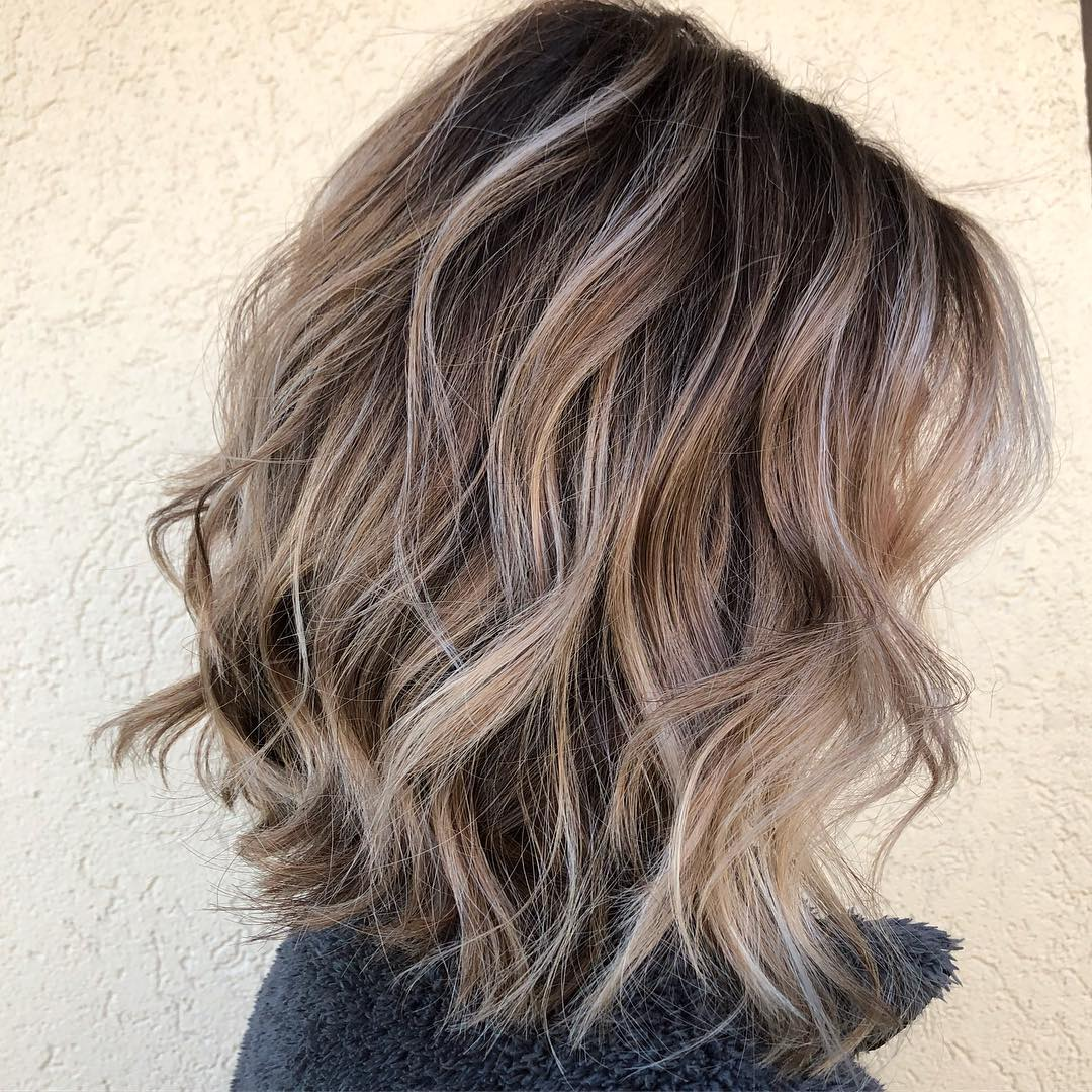 Curly Messy Bronde Lob Shoulder Length Hairstyles