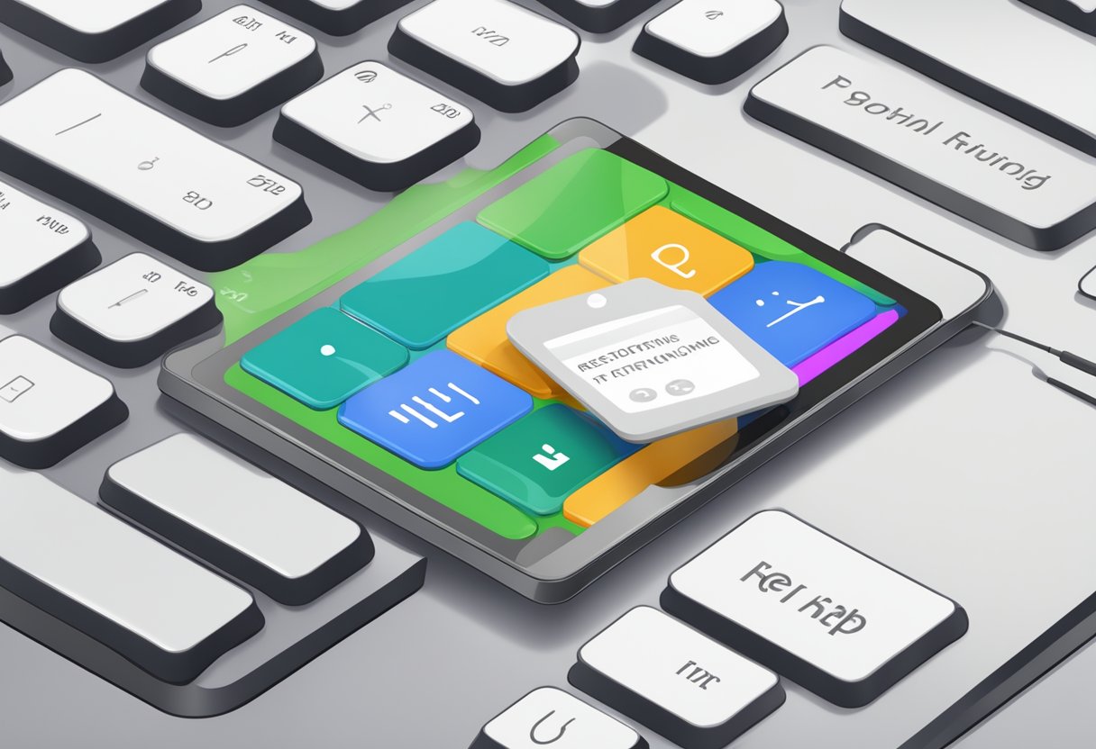 A tablet with a malfunctioning keyboard, displaying a message about seeking help for restoring its normal function