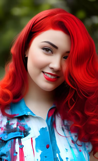 AI-generated image of a girl in red hair