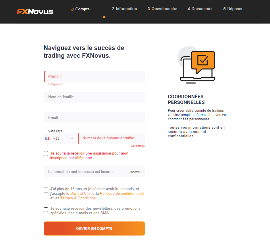 Suivez ces étapes simples et commencez à trader avec le courtier Forex leader FXNovus