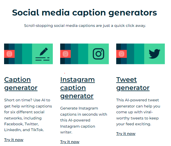 Hootsuite social media caption generators