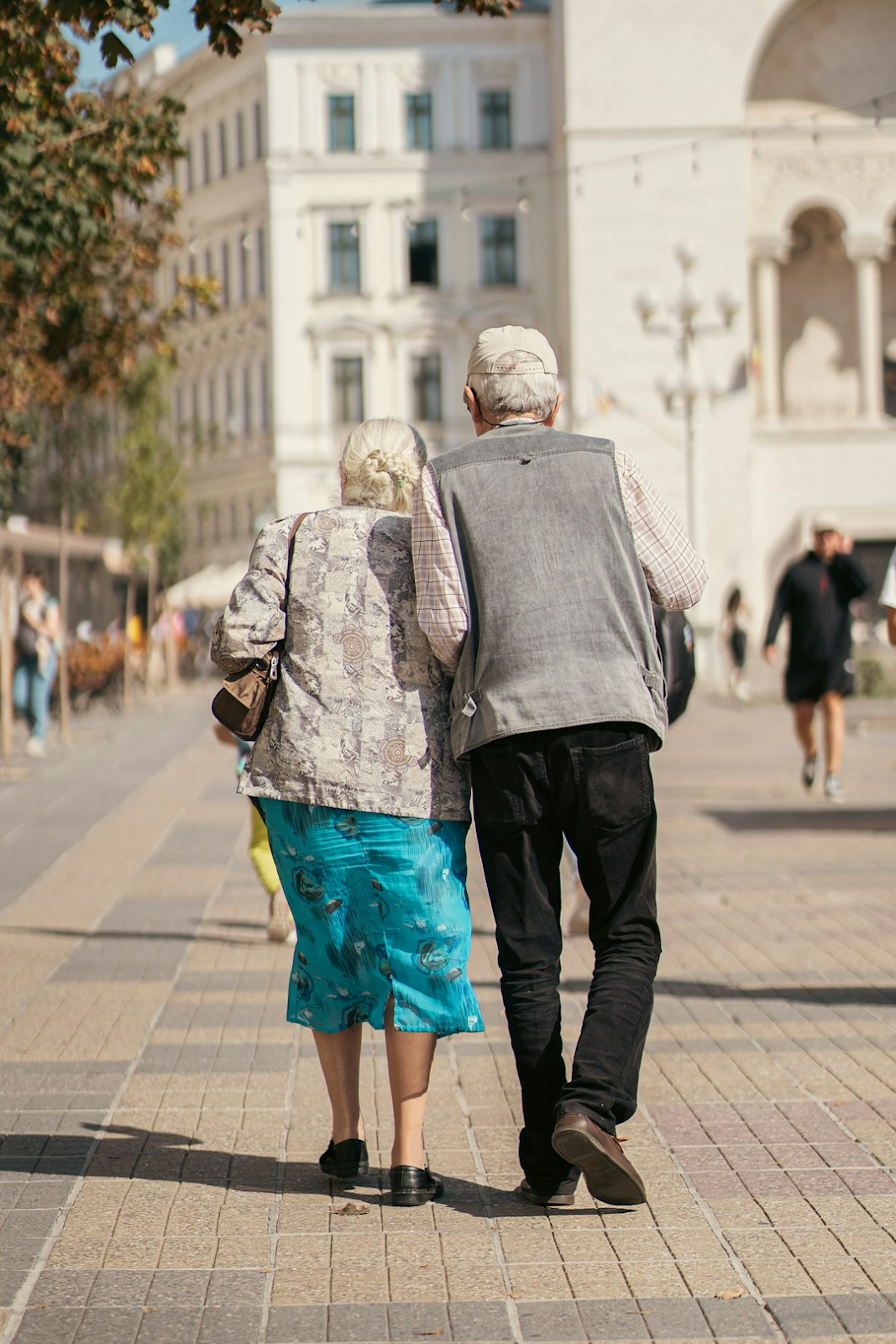 A senior couple going on the way