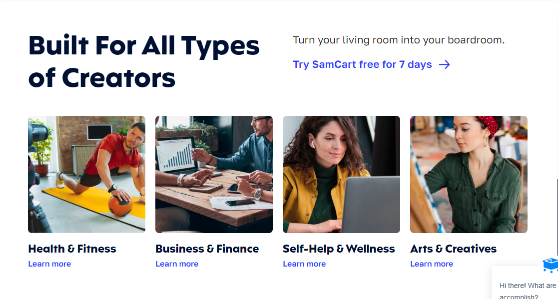 SamCart: Built for all types of creators