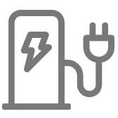 A grey line drawing of a charging station  Description automatically generated